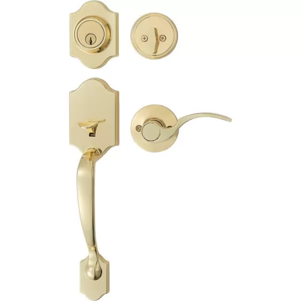 Amazon Basics Handleset with Tulip Knob  Single Cylinder  Matte BlackPolished Brass Simple Pack of 6