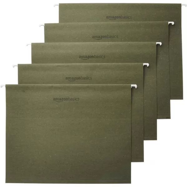 Amazon Basics Hanging Organizer File Folder Letter Size Green  Pack of 25Green Letter