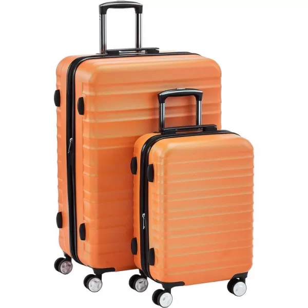 Amazon Basics Hardside Spinner Suitcase Luggage with Wheels  20Inch 28Inch BlackOrange 2piece Set 20 28