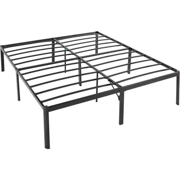 Amazon Basics Heavy Duty NonSlip Bed Frame with Steel Slats Easy Assembly 18 Inch Queen BlackKing 18u201CH