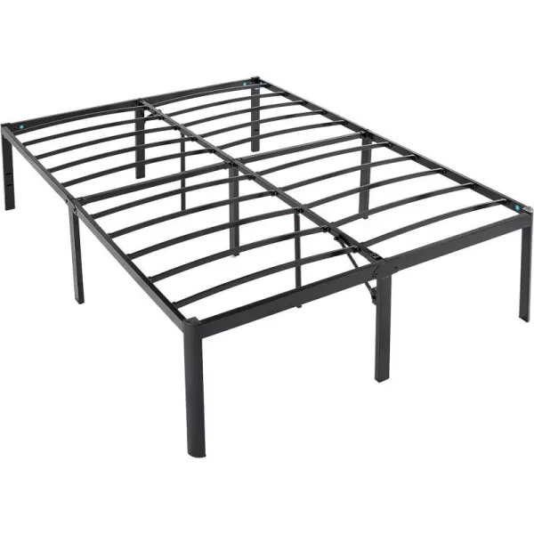 Amazon Basics Heavy Duty NonSlip Bed Frame with Steel Slats Easy Assembly 18 Inch Queen BlackQueen 18u201CH