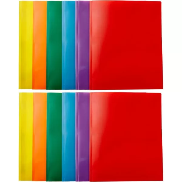 Amazon Basics Heavy Duty Plastic Folders with 2 Pockets for Letter Size Paper Pack of 12 Assorted Color12Pack 2 Pockets