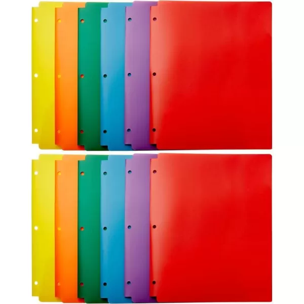Amazon Basics Heavy Duty Plastic Folders with 2 Pockets for Letter Size Paper Pack of 12 Assorted Color12Pack 2 Pockets with 3 Holes Punched