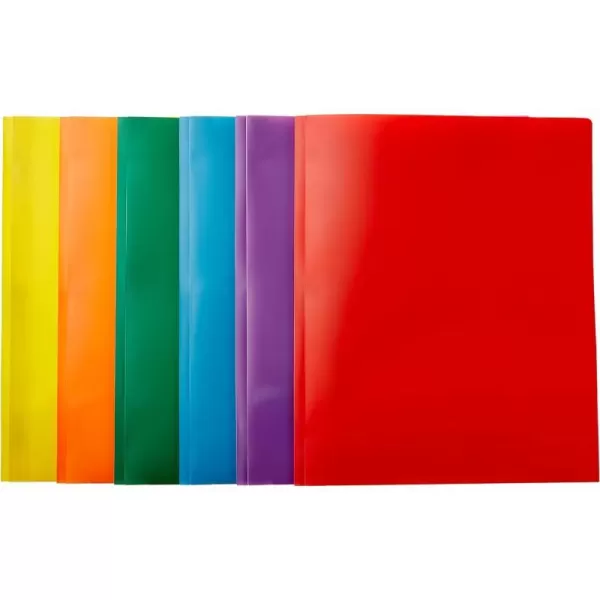 Amazon Basics Heavy Duty Plastic Folders with 2 Pockets for Letter Size Paper Pack of 12 Assorted Color6Pack 2 Pockets