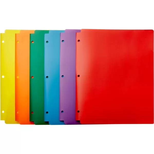 Amazon Basics Heavy Duty Plastic Folders with 2 Pockets for Letter Size Paper Pack of 12 Assorted Color6Pack 2 Pockets with 3 Holes Punched