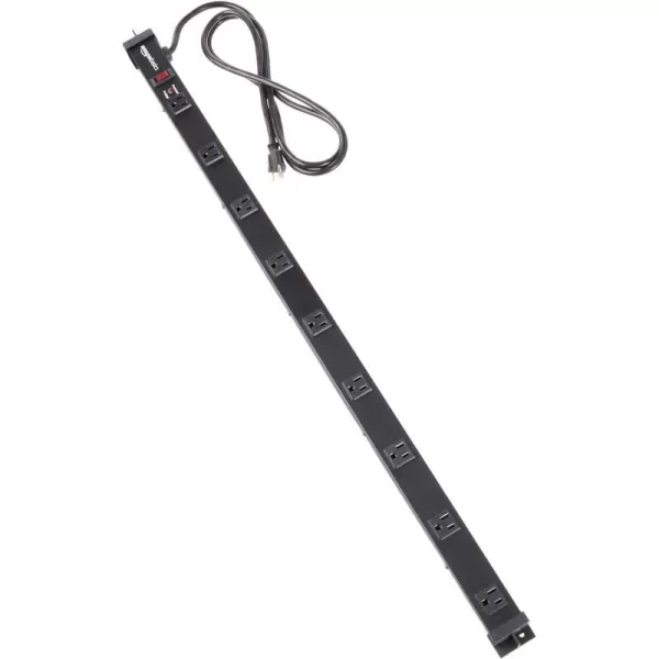 Amazon Basics Heavy Duty Rectangle Metal Surge Protector Power Strip with Mounting Brackets 9 Outlet 600Joule 15A OnOff Circuit Breaker Black9 Outlet