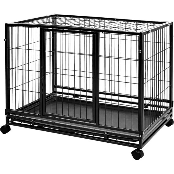 Amazon Basics Heavy Duty Stackable Dog amp Pet Kennel with Tray Black 240L x 280W x 370H370L x 240W x 280H