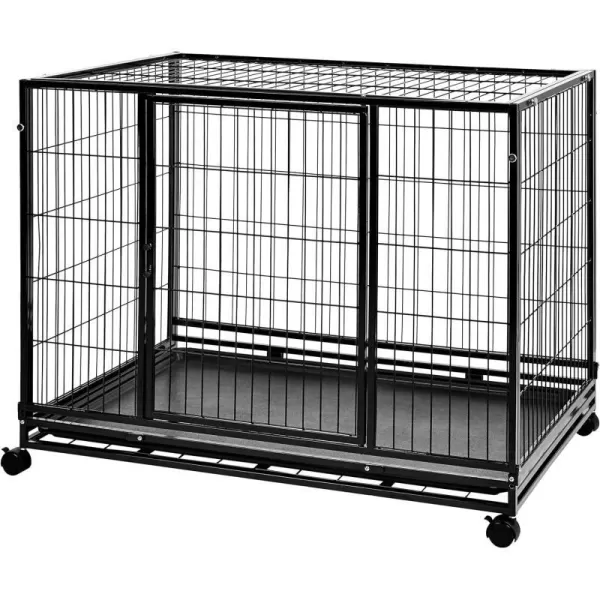 Amazon Basics Heavy Duty Stackable Dog amp Pet Kennel with Tray Black 240L x 280W x 370H435L x 298W x 343H
