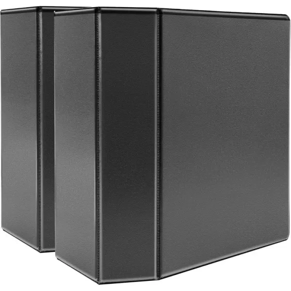 Amazon Basics HeavyDuty 3 Ring Binder Customizable View Binder with 5 Inch DRing Black 2PackBlack 5 inch