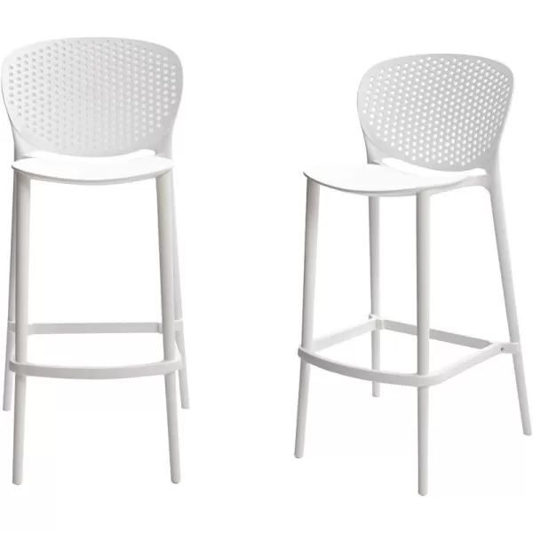 Amazon Basics High Back Indoor Molded Plastic Barstool with Footrest Set of 2  WhiteWhite Barstool