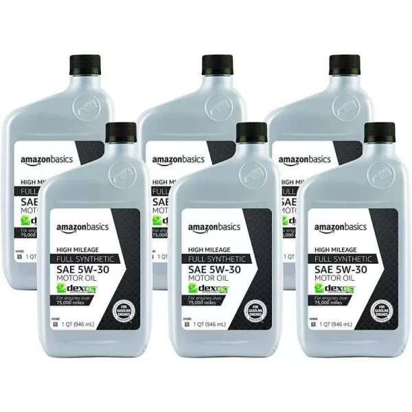 Amazon Basics High Mileage Motor Oil Full Synthetic SN Plus dexos1Gen2 5W30 Quart Size Pack of 6Amazon Basics High Mileage Motor Oil Full Synthetic SN Plus dexos1Gen2 5W30 Quart Size Pack of 6