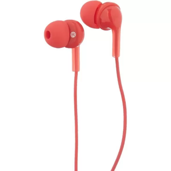 Amazon Basics InEar Wired Headphones Earbuds with Microphone RedRed