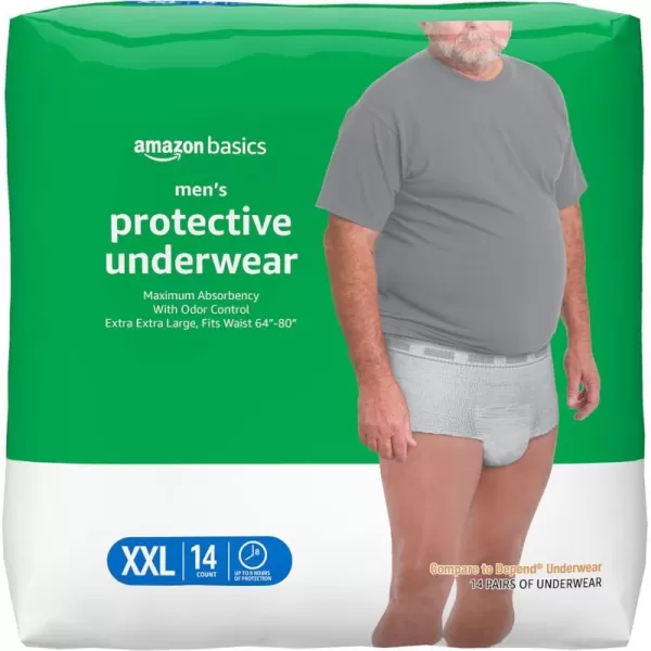 Amazon Basics Incontinence Underwear for Men Maximum Absorbency 2XLarge 14 Count Previously Solimo White2XLarge 14 Count
