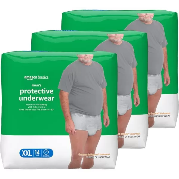 Amazon Basics Incontinence Underwear for Men Maximum Absorbency 2XLarge 14 Count Previously Solimo White2XLarge 42 Count