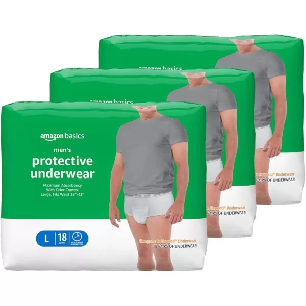 Amazon Basics Incontinence Underwear for Men Maximum Absorbency 2XLarge 14 Count Previously Solimo WhiteLarge 54 Count