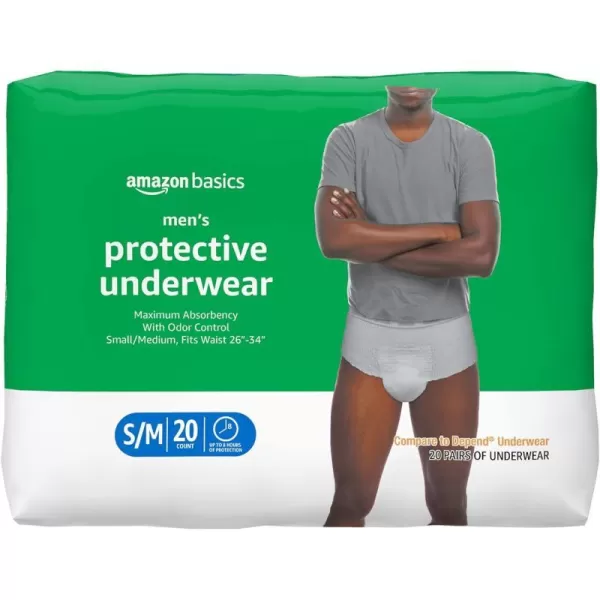 Amazon Basics Incontinence Underwear for Men Maximum Absorbency 2XLarge 14 Count Previously Solimo WhiteSmallMedium 20 Count