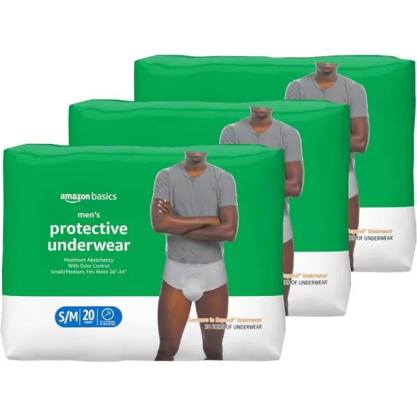Amazon Basics Incontinence Underwear for Men Maximum Absorbency 2XLarge 14 Count Previously Solimo WhiteSmallMedium 60 Count