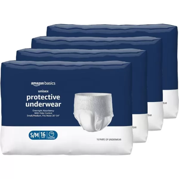 Amazon Basics Incontinence Underwear for Men and Women Overnight Absorbency Large 56 Count 4 Packs of 14 White Previously SolimoSmallMedium 64 Count