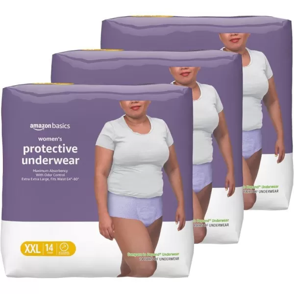 Amazon Basics Incontinence amp Postpartum Underwear for Women Maximum Absorbency Medium 60 Count  20 Count Pack of 3 Lavender Previously Solimo2XLarge 42 Count