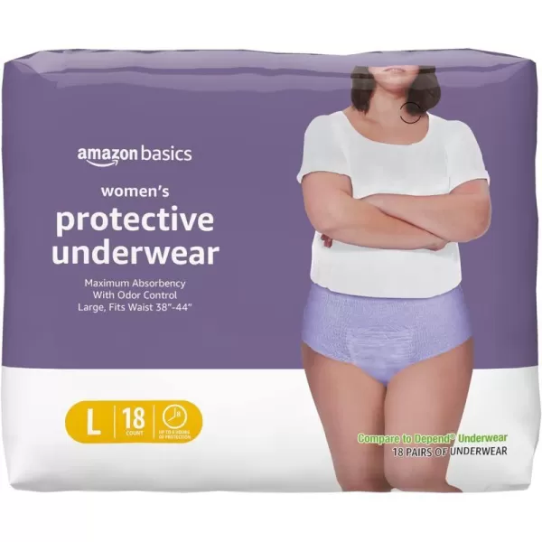 Amazon Basics Incontinence amp Postpartum Underwear for Women Maximum Absorbency Medium 60 Count  20 Count Pack of 3 Lavender Previously SolimoLarge 18 Count