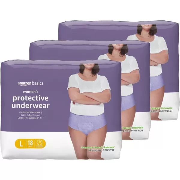 Amazon Basics Incontinence amp Postpartum Underwear for Women Maximum Absorbency Medium 60 Count  20 Count Pack of 3 Lavender Previously SolimoLarge 54 Count
