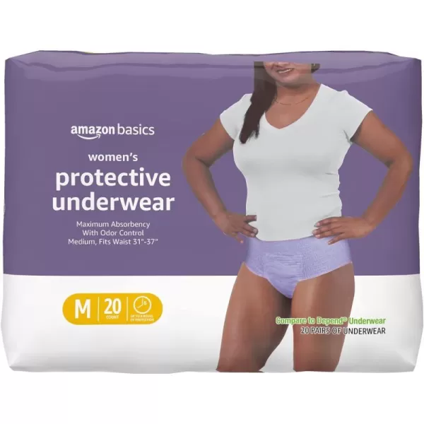 Amazon Basics Incontinence amp Postpartum Underwear for Women Maximum Absorbency Medium 60 Count  20 Count Pack of 3 Lavender Previously SolimoMedium 20 Count