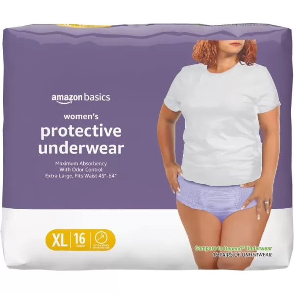 Amazon Basics Incontinence amp Postpartum Underwear for Women Maximum Absorbency Medium 60 Count  20 Count Pack of 3 Lavender Previously SolimoXLarge 16 Count