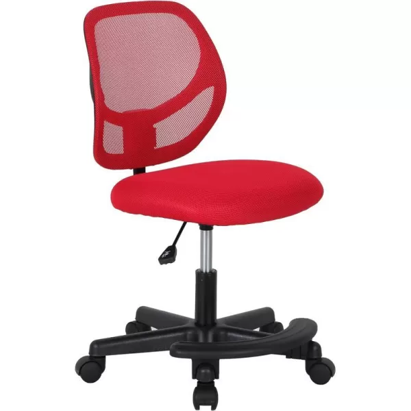 Amazon Basics Kids Adjustable Mesh LowBack Swivel Study Desk Chair with Footrest RedRed