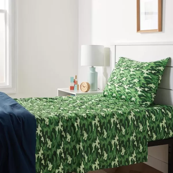 Green Camo Twin (Pack of 3) Sheet Set