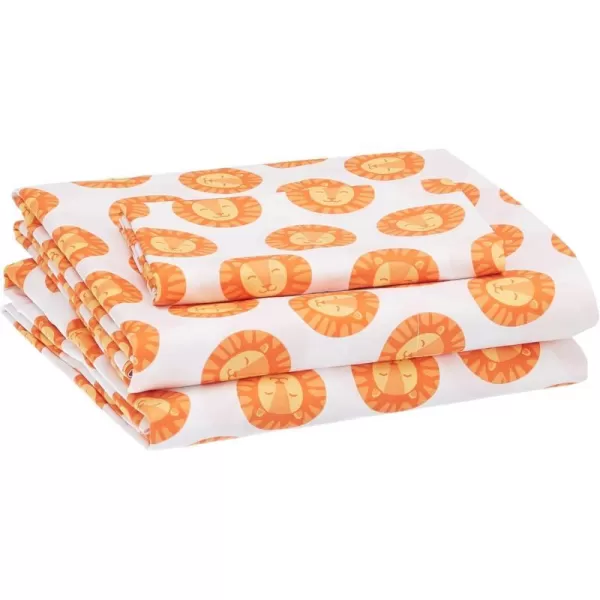 Orange Lions Twin Sheet Set