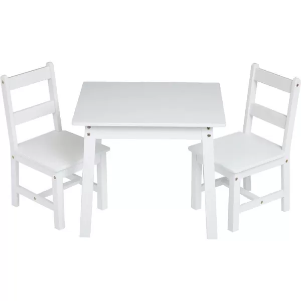 Amazon Basics Kids Solid Wood Table and 2 Chair Set NaturalWhite