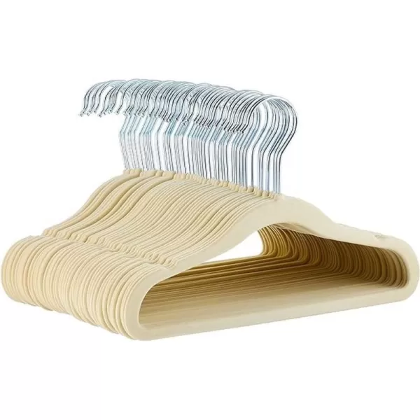 Amazon Basics Kids Velvet NonSlip 116 Clothes Hangers 1 Count Pack of 50 Beige116 50Pack Beige