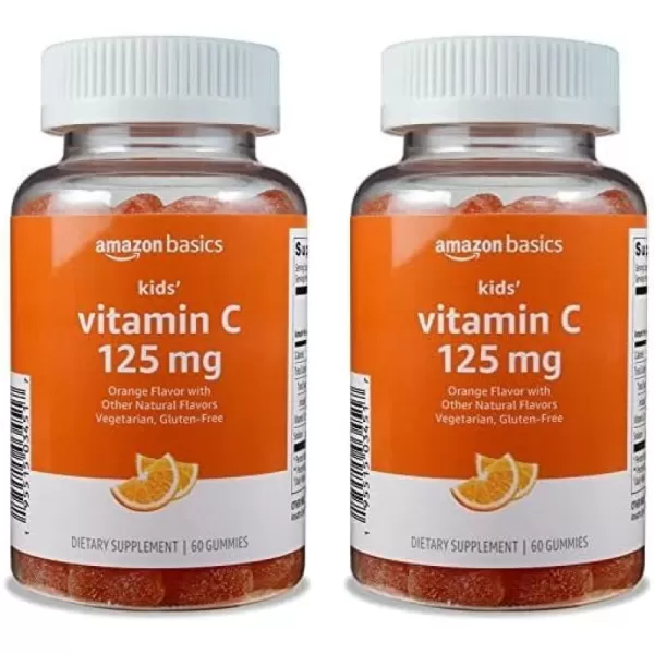 Amazon Basics Kids Vitamin C 125mg Gummies Orange 60 Count Immune Health 2 Month Supply Previously Solimo60 Count Pack of 2