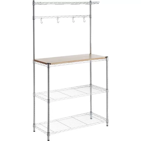 Amazon Basics Kitchen Storage Bakers Rack with Removable Top ChromeBeige 18D x 24 W x 59H14 D x 3583 W x 6331 H