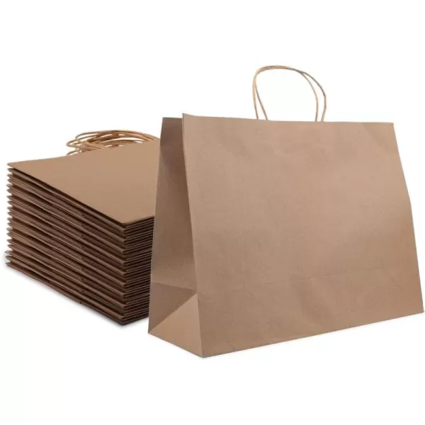 Amazon Basics Kraft Paper Gift Bags with Handles for Birthday 16x6x12 Brown 50 Pack50 Count Pack of 1 16 x 6 x 12 Brown