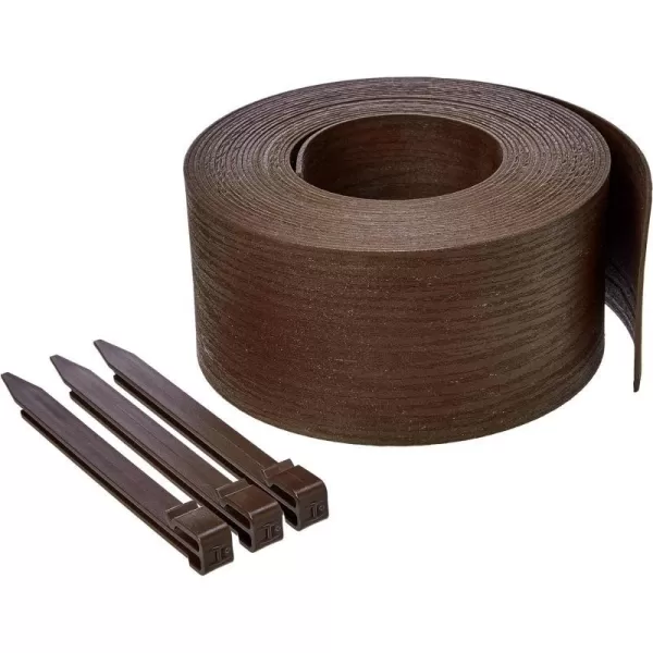 Amazon Basics Landscape Edging Coil with Stakes  5 Inch Brown5