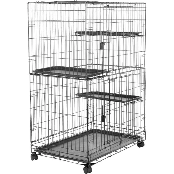 Amazon Basics Large 3Tier Cat DurablePliable Cage Playpen Box Crate Kennel  358L x 224W x 506H BlackAmazon Basics Large 3Tier Cat DurablePliable Cage Playpen Box Crate Kennel  358L x 224W x 506H Black