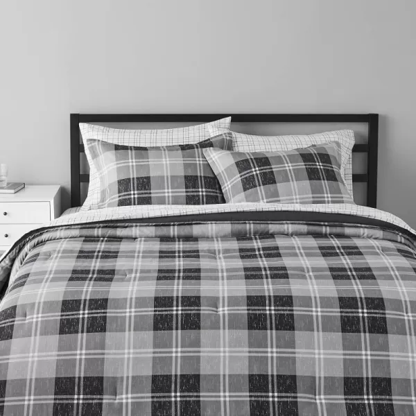 Amazon Basics Lightweight Microfiber BedinaBag Comforter 5Piece Bedding Set Twin XL Red Buffalo Plaid Gingham1Pack FullQueen Distressed Gray Plaid