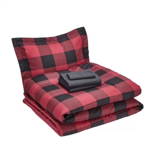 Amazon Basics Lightweight Microfiber BedinaBag Comforter 5Piece Bedding Set Twin XL Red Buffalo Plaid Gingham1Pack Twin XL Red Buffalo Plaid