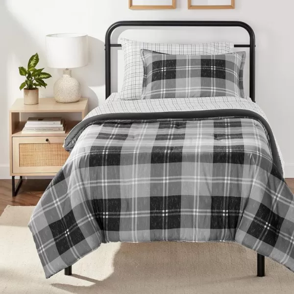 Amazon Basics Lightweight Microfiber BedinaBag Comforter 5Piece Bedding Set Twin XL Red Buffalo Plaid Gingham1Pack TwinTwin XL Distressed Gray Plaid