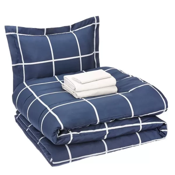 4-Pack Twin/Twin XL Navy Simple Plaid