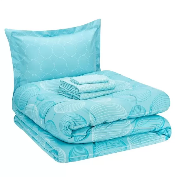 Amazon Basics Lightweight Microfiber BedinaBag Comforter 5Piece Bedding Set TwinTwin XL Navy with Simple PlaidIndustrial Teal TwinTwin XL