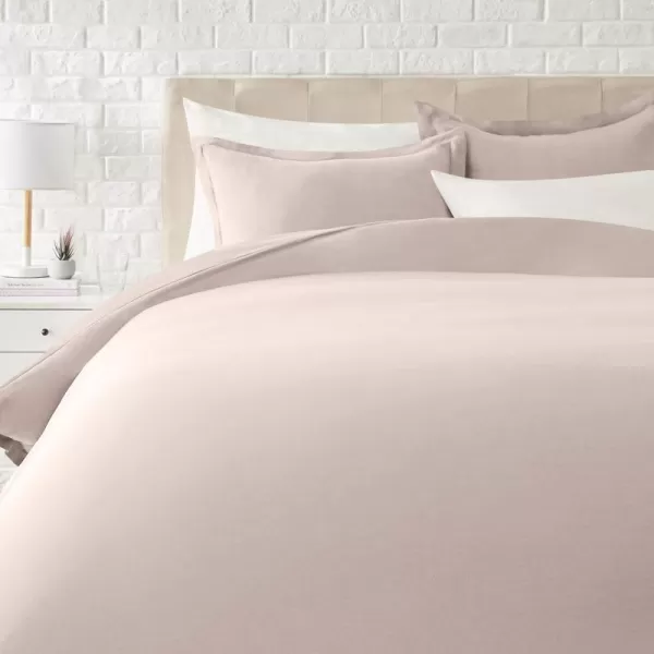 Amazon Basics Lightweight Microfiber Duvet Cover Set with Snap Buttons FullQueen Bright WhiteBlush FullQueen Zipper