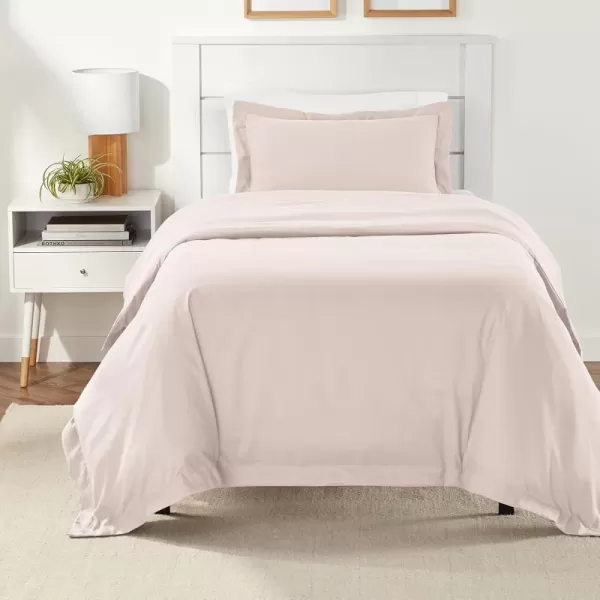 Amazon Basics Lightweight Microfiber Duvet Cover Set with Snap Buttons FullQueen Bright WhiteBlush TwinTwin XL Zipper