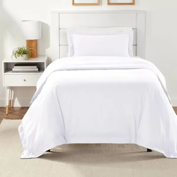 Amazon Basics Lightweight Microfiber Duvet Cover Set with Snap Buttons FullQueen Bright WhiteBright White TwinTwin XL Zipper