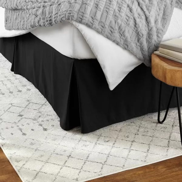 Amazon Basics Lightweight Pleated Bed Skirt Queen Dark GreyFull Black