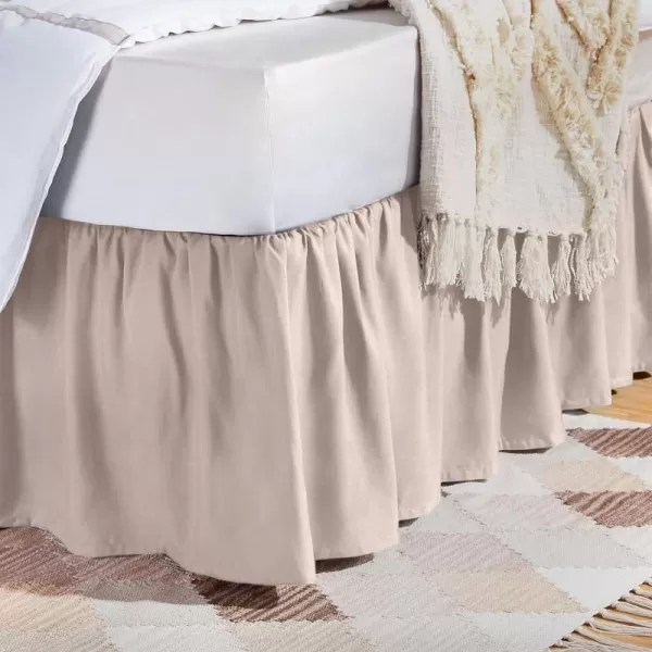 Amazon Basics Lightweight Ruffled Bed Skirt Classic Style Soft and Stylish 100 Microfiber With 16 Drop Queen Bright White SolidFull Blush Pink