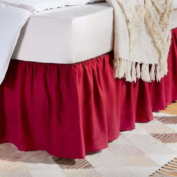 Amazon Basics Lightweight Ruffled Bed Skirt Classic Style Soft and Stylish 100 Microfiber With 16 Drop Queen Bright White SolidFull Burgundy