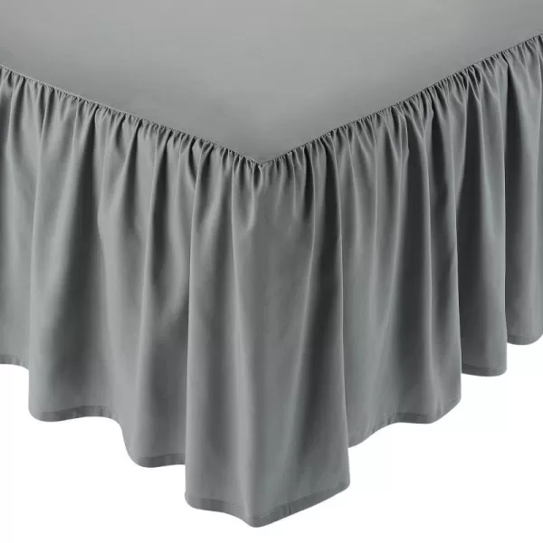 Amazon Basics Lightweight Ruffled Bed Skirt Classic Style Soft and Stylish 100 Microfiber With 16 Drop Queen Bright White SolidFull Dark Grey