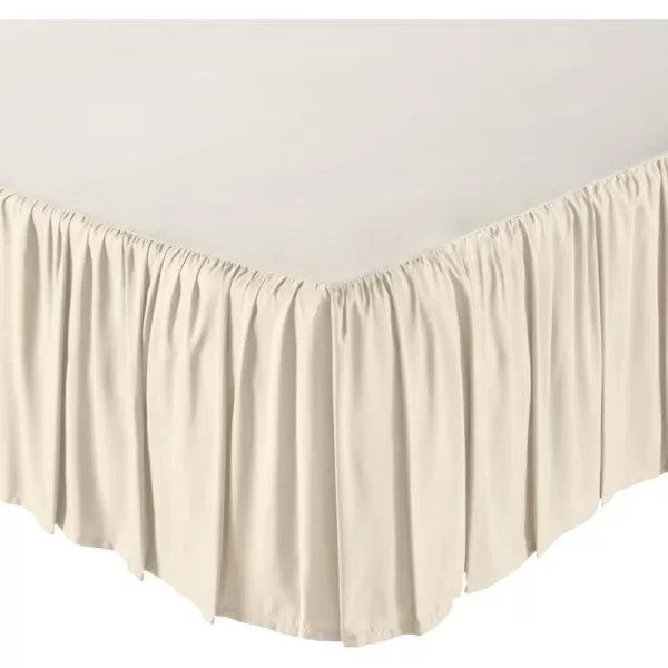 Amazon Basics Lightweight Ruffled Bed Skirt Classic Style Soft and Stylish 100 Microfiber With 16 Drop Queen Bright White SolidTwin Beige